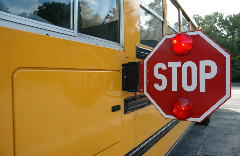 A Florida School Bus Stops to pick up kids