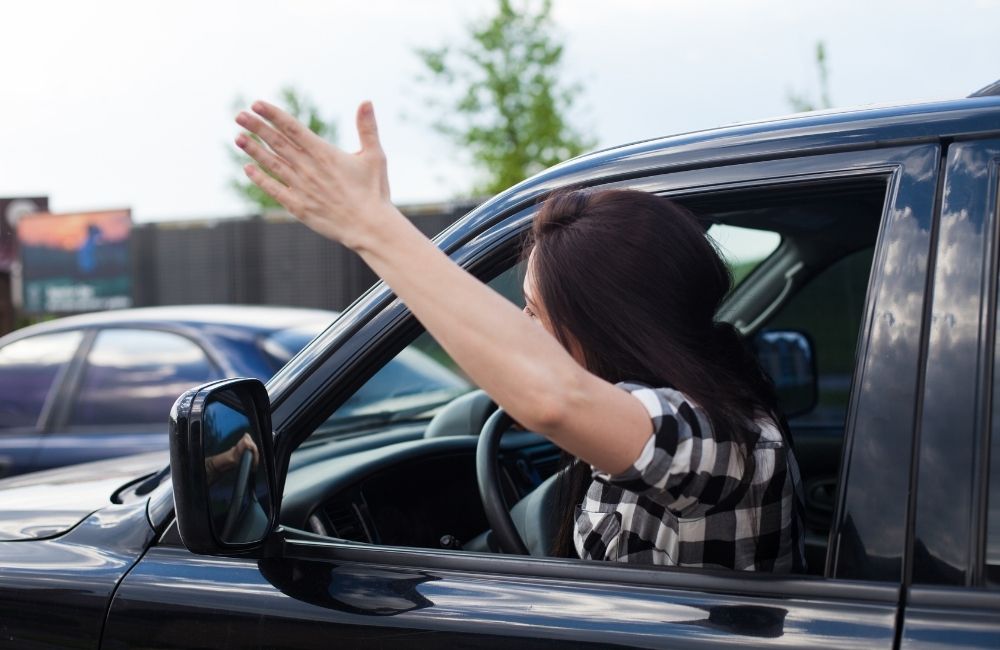 Female driver having road rage in florida